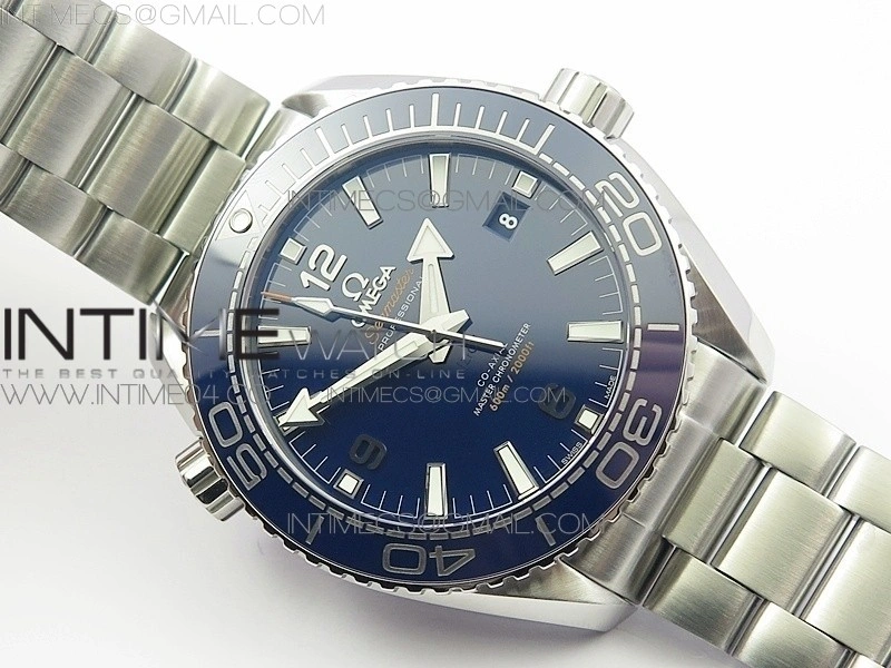 Planet Ocean 43.5mm SS VSF 1:1 Best Edition Blue Ceramic Bezel and Dial on SS Bracelet A8900 Super Clone
